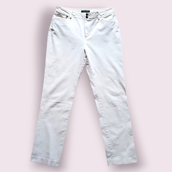 Lauren Ralph Lauren Pants - Lauren Ralph Lauren White Straight Leg Jeans Trousers Size 8 Women's